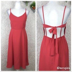 NWT Open Back Midi Dress Burnt Coral Sleeveless Laladudu Boutique